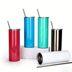 Heat Transfer Stainless Steel Tumbler Drinking Straw Cup 600ML