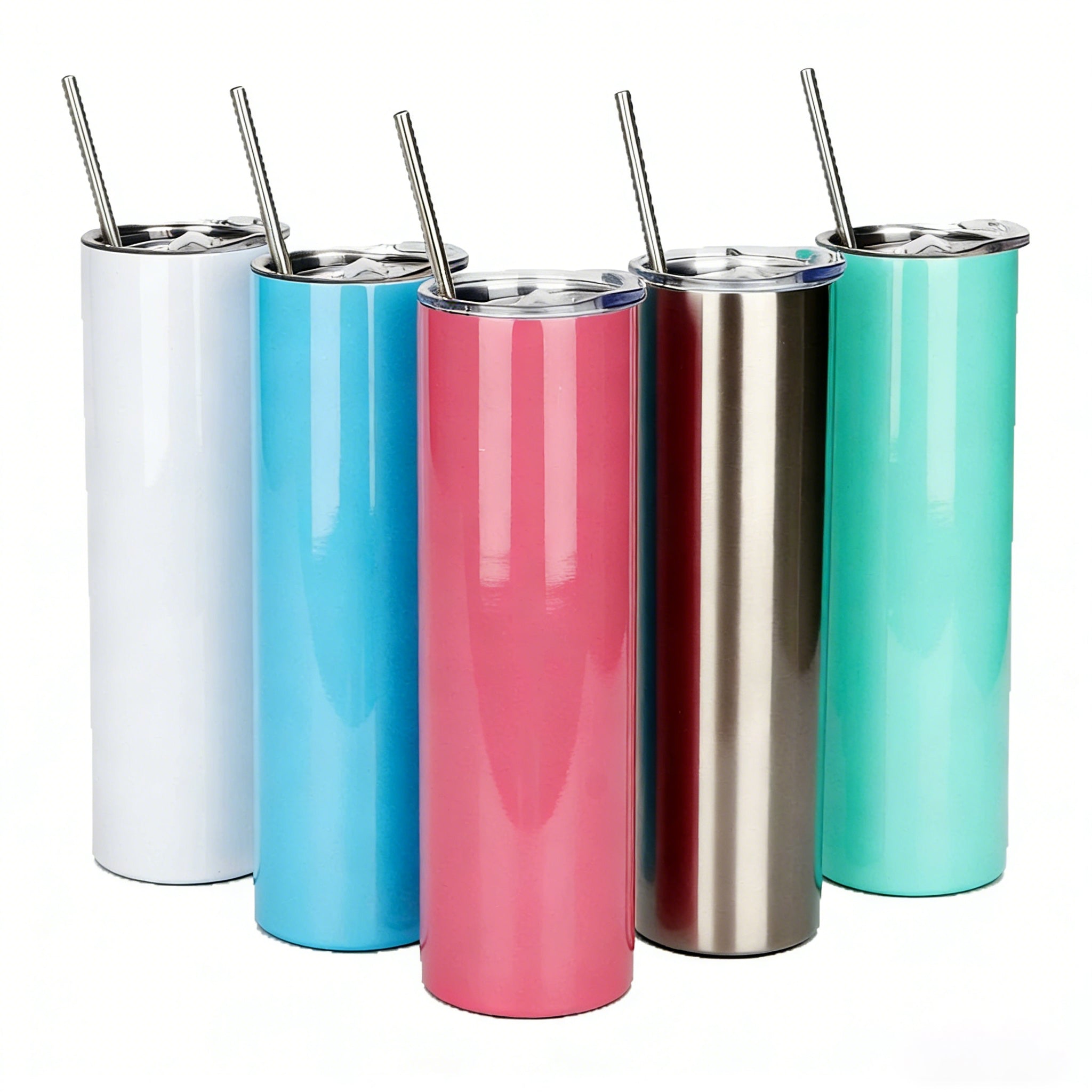 Heat Transfer Stainless Steel Tumbler Drinking Straw Cup 600ML