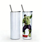 Heat Transfer Stainless Steel Tumbler Drinking Straw Cup 600ML