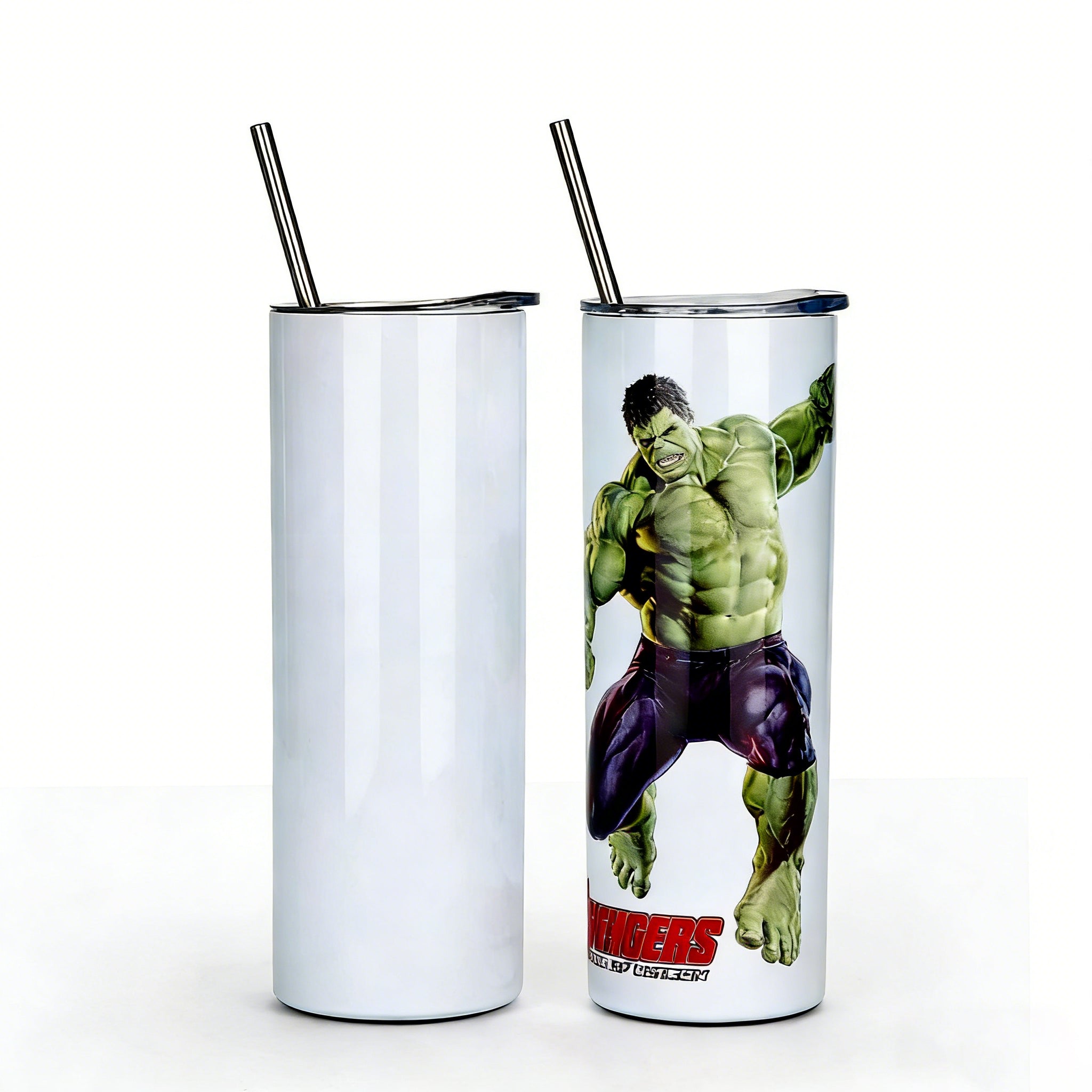 Heat Transfer Stainless Steel Tumbler Drinking Straw Cup 600ML