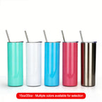 Heat Transfer Stainless Steel Tumbler Drinking Straw Cup 600ML