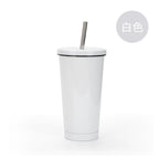 500ml Insulated Stainless Steel Coffee Tumbler Reusable Vacuum Travel Mug-550ml锥形吸管杯