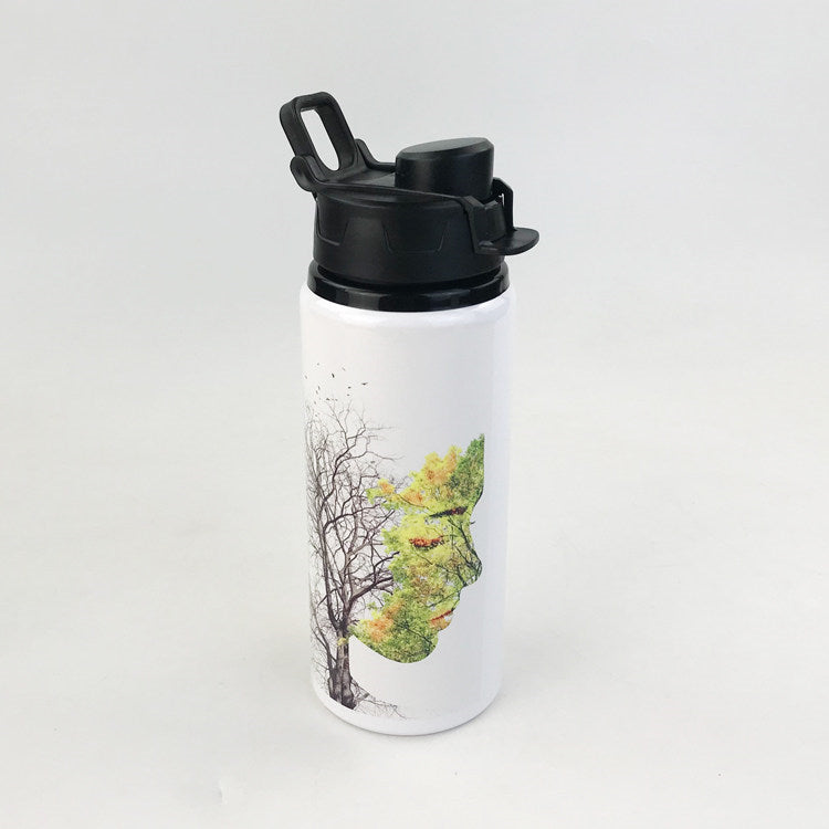 600ml Outdoor Single Wall Sports Water Bottle Hiking Sublimation Aluminum Water Bottle-600ML彩色盖大口铝水壶