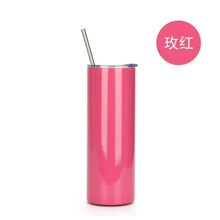 Custom 304 Stainless Steel Cup Double Wall Vacuum Insulated Car Mug-600ML双层不锈钢直身吸管杯