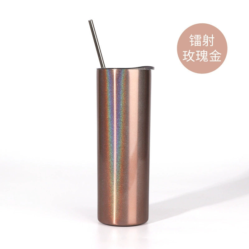 Custom 304 Stainless Steel Cup Double Wall Vacuum Insulated Car Mug-600ML双层不锈钢直身吸管杯