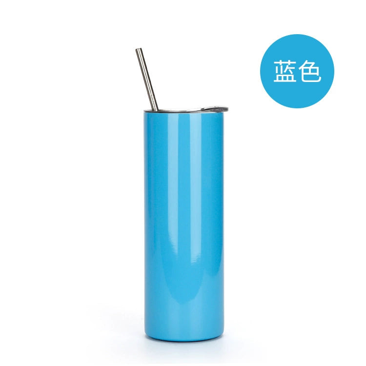 Custom 304 Stainless Steel Cup Double Wall Vacuum Insulated Car Mug-600ML双层不锈钢直身吸管杯
