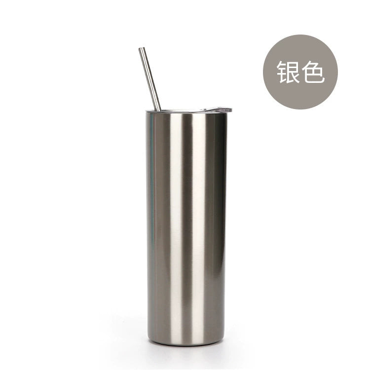 Custom 304 Stainless Steel Cup Double Wall Vacuum Insulated Car Mug-600ML双层不锈钢直身吸管杯