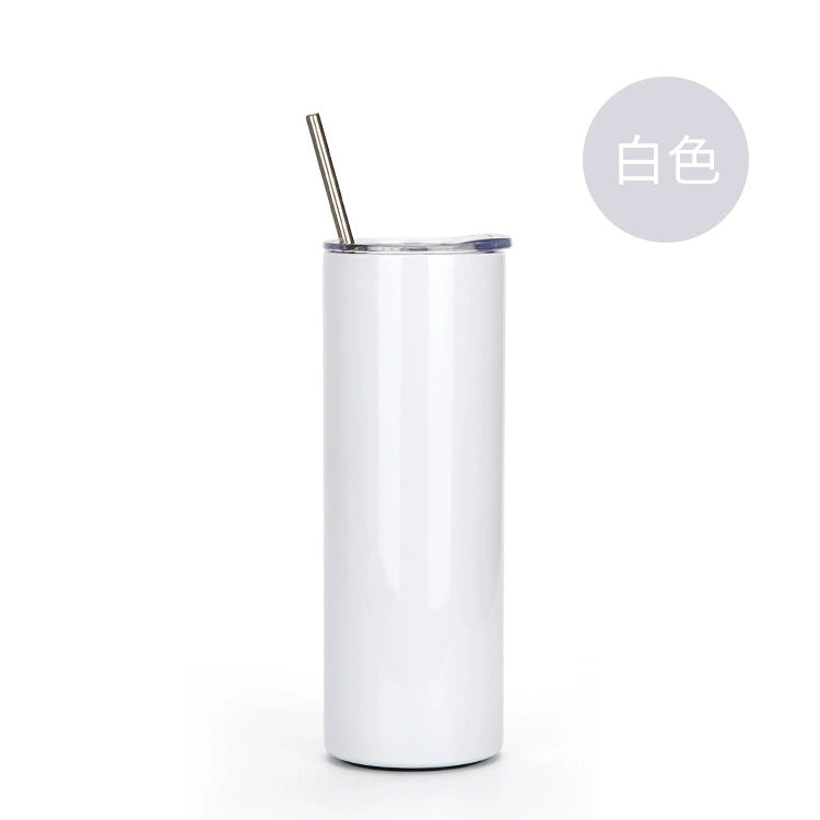 Custom 304 Stainless Steel Cup Double Wall Vacuum Insulated Car Mug-600ML双层不锈钢直身吸管杯