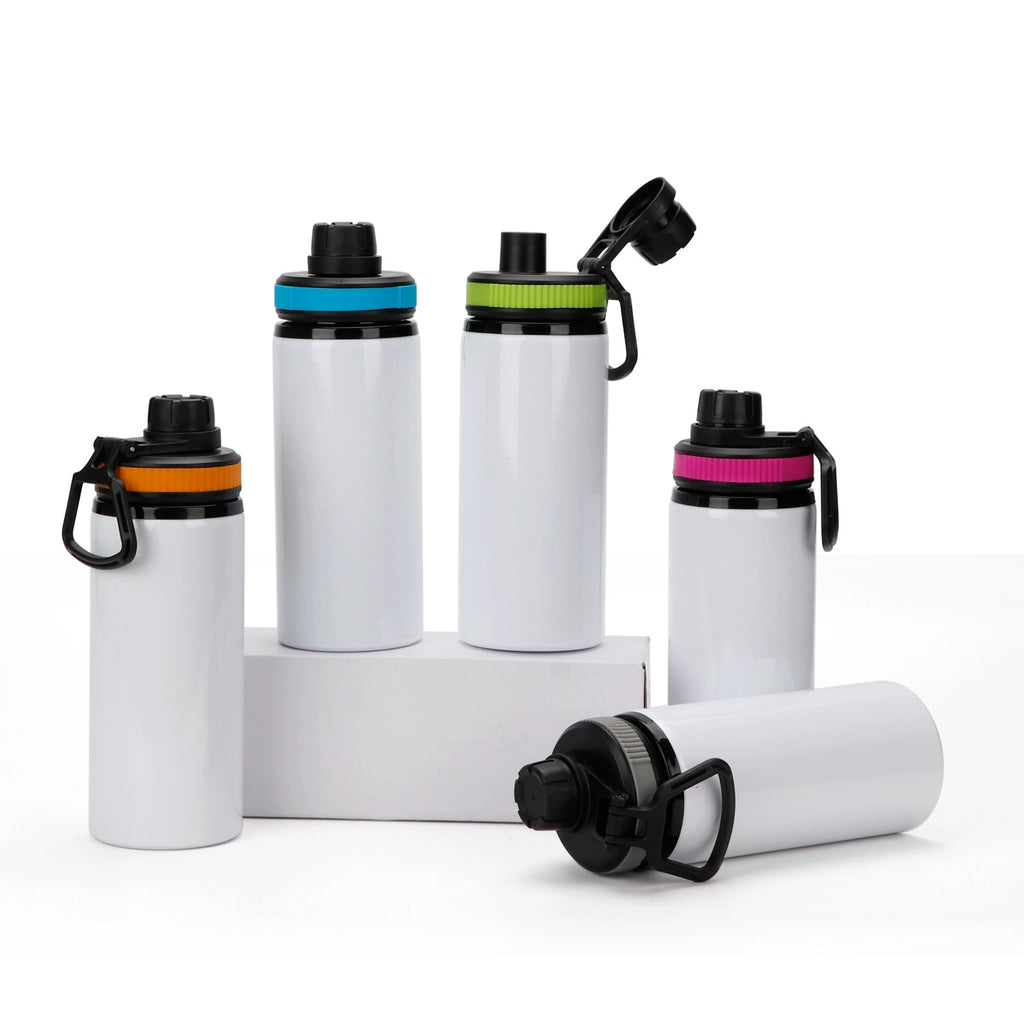 600ML Blank Heat Transfer Handle Lid Wide Mouth Aluminum Kettle Sports Bottle DIY Printable Pot-600ml提手盖大口铝水壶