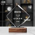 Blank Glass Trophy Customized High Grade K9 Crystal Trophy Award with Wood Base-6-06款木质水晶奖杯