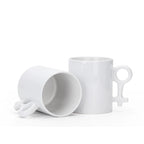 11oz Symbol Shape Ceramic White Blank Couple Mug-11oz符号情侣白杯