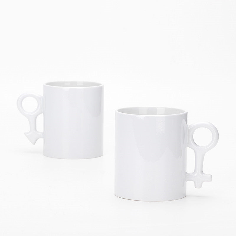 11oz Symbol Shape Ceramic White Blank Couple Mug-11oz符号情侣白杯