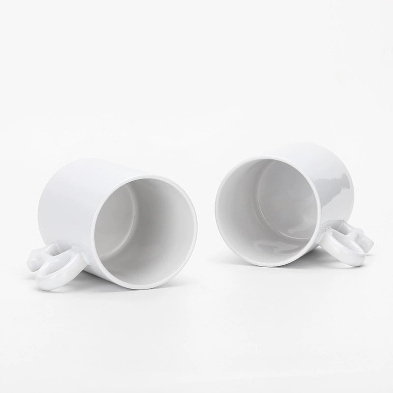 11oz Symbol Shape Ceramic White Blank Couple Mug-11oz符号情侣白杯