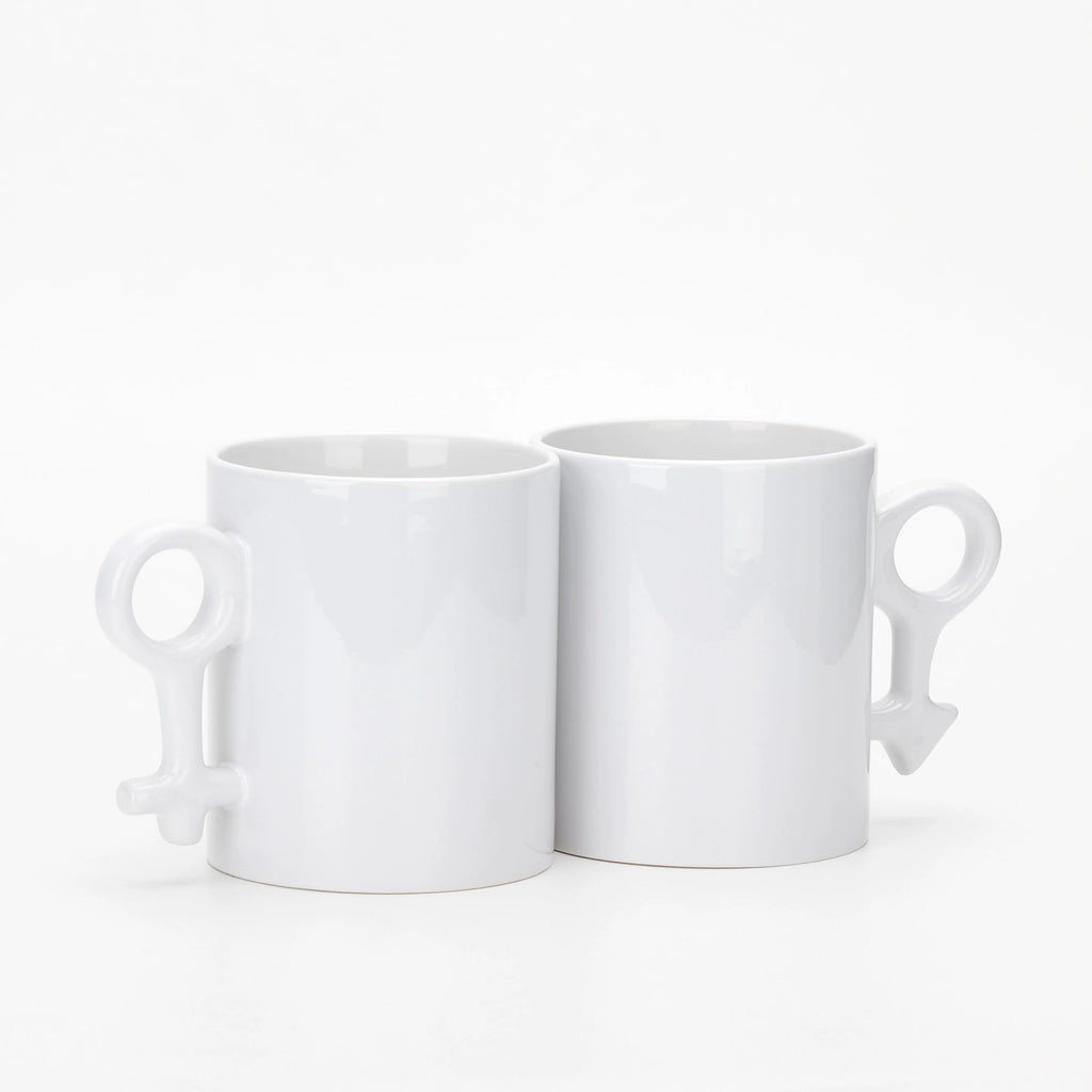 11oz Symbol Shape Ceramic White Blank Couple Mug-11oz符号情侣白杯