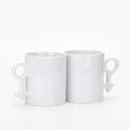 11oz Symbol Shape Ceramic White Blank Couple Mug-11oz符号情侣白杯