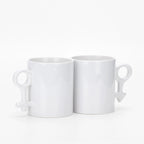 11oz Symbol Shape Ceramic White Blank Couple Mug-11oz符号情侣白杯