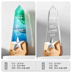 New Creative Shape Color Crystal Eco-Friendly Engraved Custom Trophy-7-07款金属实木奖杯
