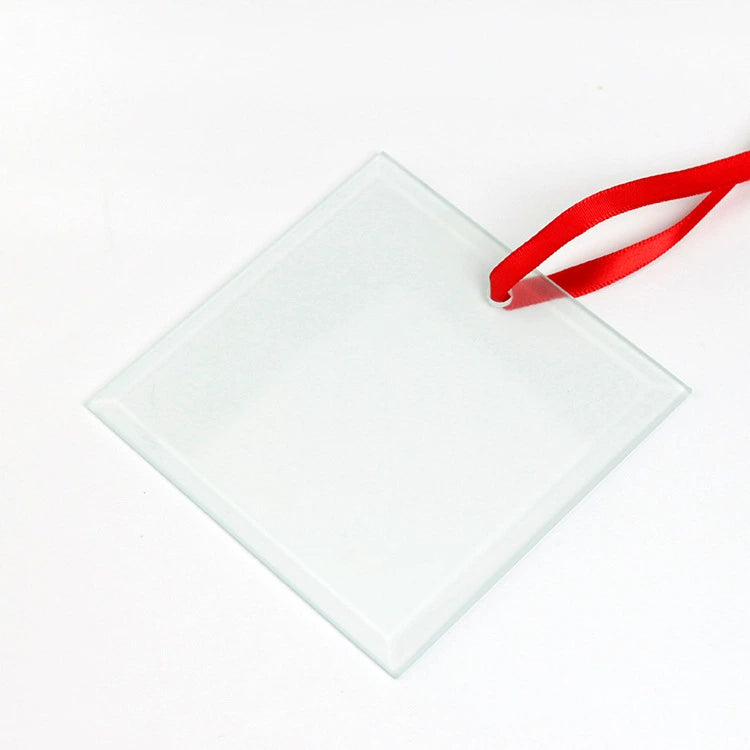 3.5 Inch Square Glass Ornament Large Blank Square Glass Hanging for DIY Craft-3.5寸方形玻璃挂件