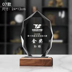 K9 Blank Crystal Glass Wood Trophy Laser Engraved LOGO Wooden Plaque Crystal Awards Trophy-7-07款木质水晶奖杯