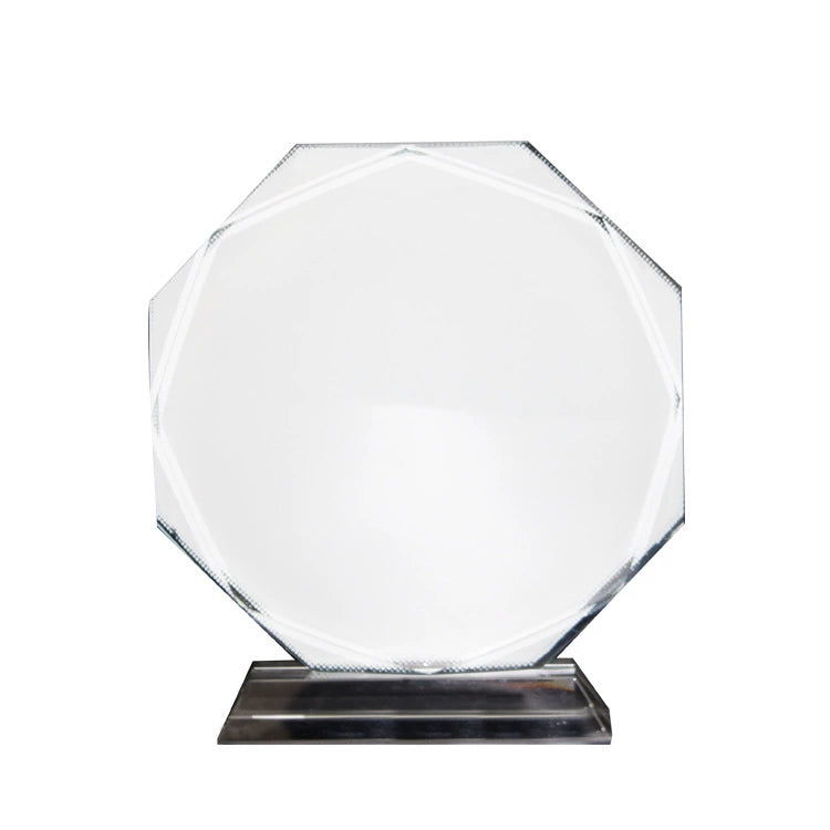 Large Octagonal Coated Crystal Big Faceted Crystal Trophy for Engraving-大八角涂层水晶