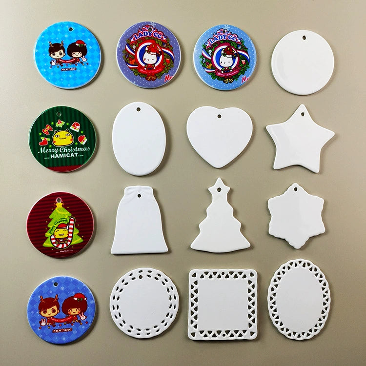 3 Inch Christmas Bell Ceramic Ornament Blank Holiday Hanging Decor-3寸圣诞铃陶瓷挂件