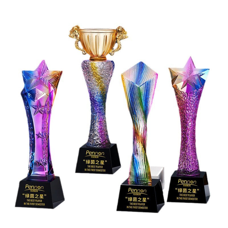 Honor of Crystal Factory Direct Sales Medals and Trophies Crystal Glazed Trophy Custom Crystal Awards-19-19款水晶烤色奖杯