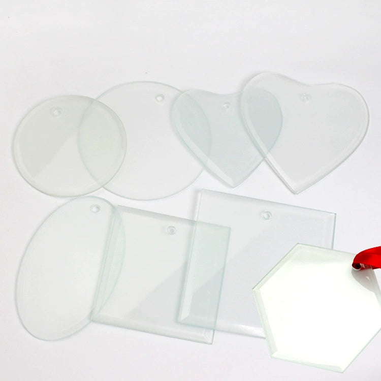 3 Inch Heart Shaped Glass Ornament Blank Hanging Glass Decor for Gift & Festival-3寸心形玻璃挂件