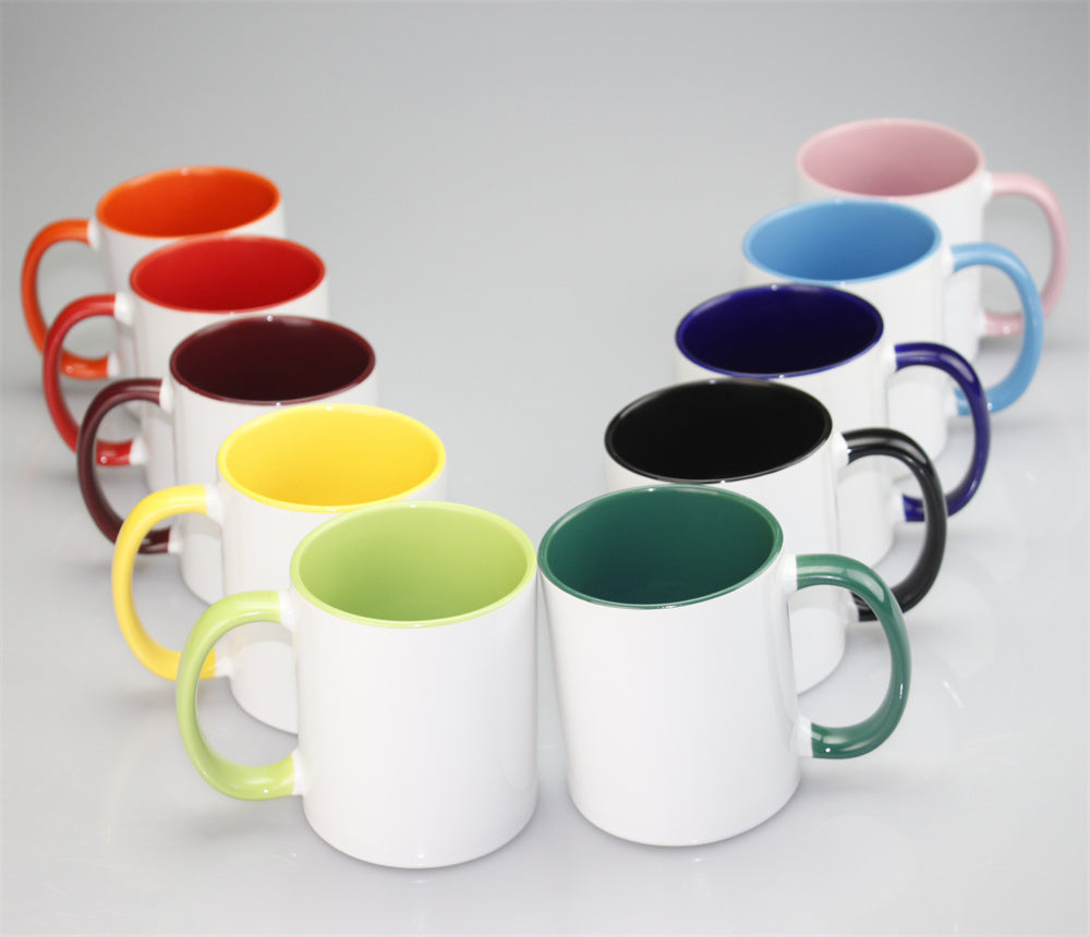 11oz 2 Tones Glazed Ceramic Mug Sublimation Printed Customized Logo