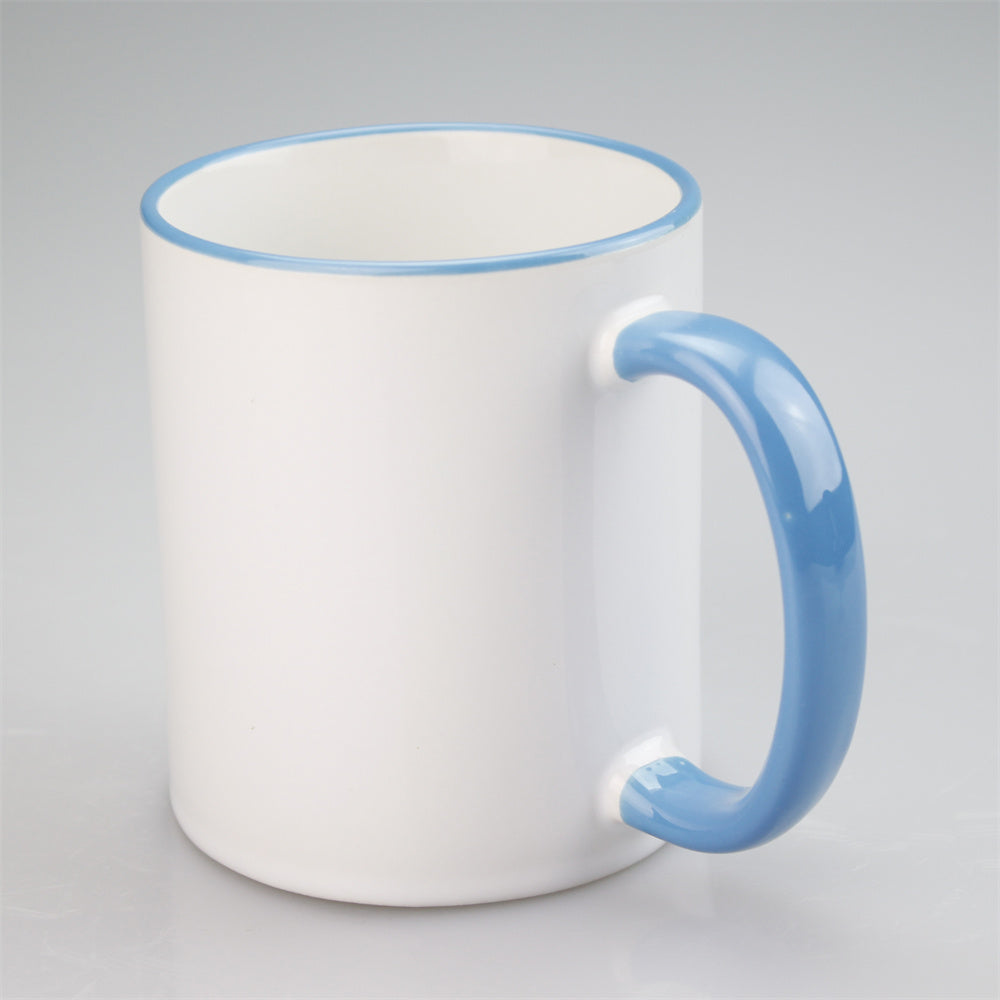 11oz Sublimation Blanks Ceramic Mugs with Logo Custom Drinking Cup with Rim Color