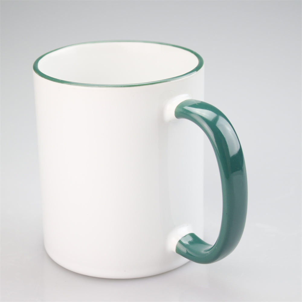 11oz Sublimation Blanks Ceramic Mugs with Logo Custom Drinking Cup with Rim Color