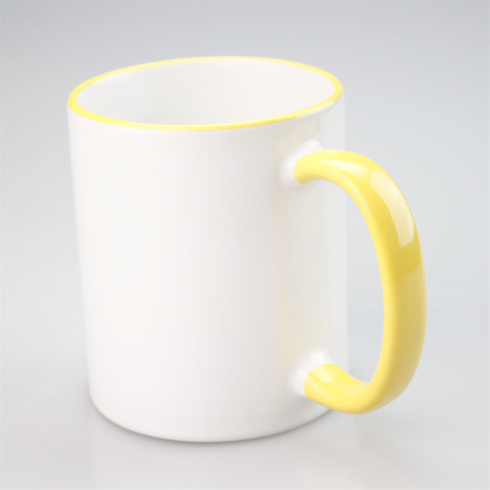 11oz Sublimation Blanks Ceramic Mugs with Logo Custom Drinking Cup with Rim Color