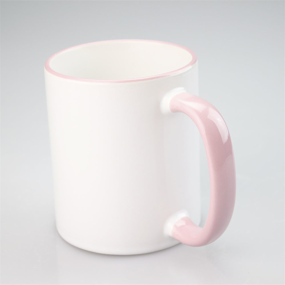 11oz Sublimation Blanks Ceramic Mugs with Logo Custom Drinking Cup with Rim Color