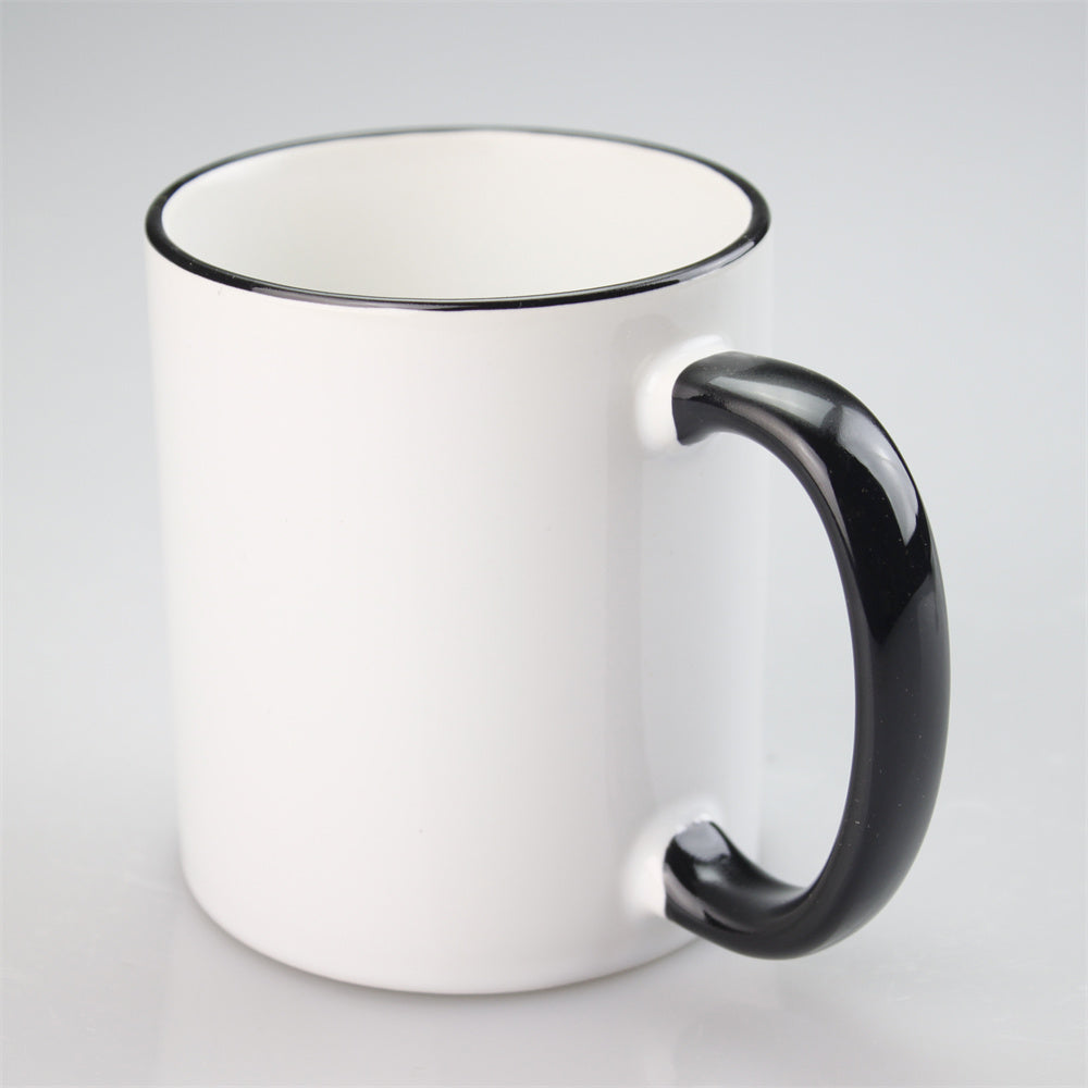 11oz Sublimation Blanks Ceramic Mugs with Logo Custom Drinking Cup with Rim Color