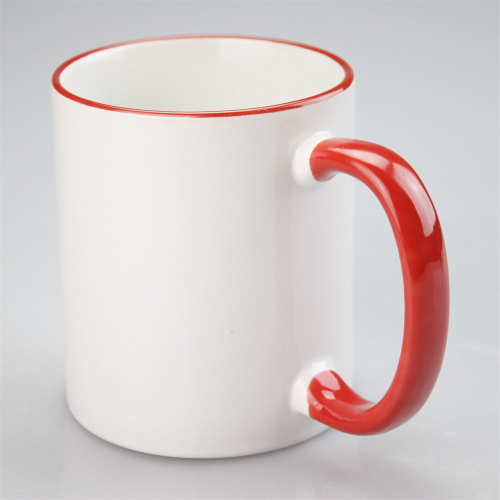 11oz Sublimation Blanks Ceramic Mugs with Logo Custom Drinking Cup with Rim Color