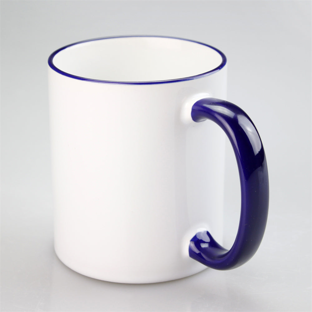 11oz Sublimation Blanks Ceramic Mugs with Logo Custom Drinking Cup with Rim Color
