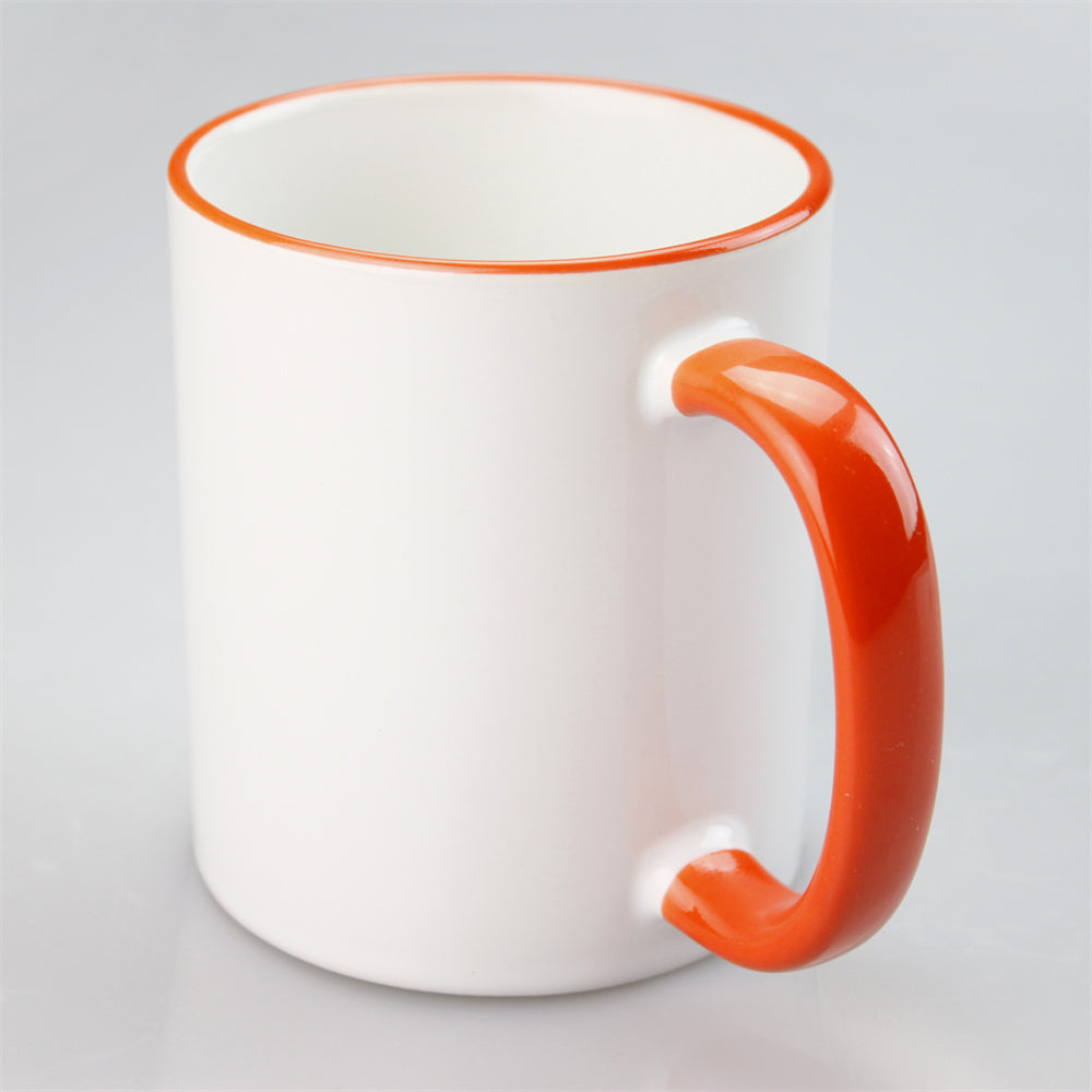 11oz Sublimation Blanks Ceramic Mugs with Logo Custom Drinking Cup with Rim Color