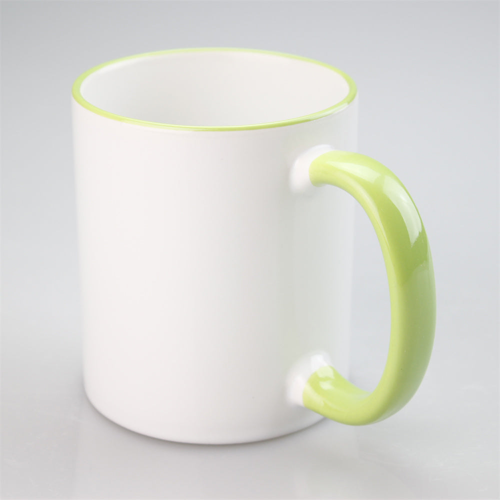 11oz Sublimation Blanks Ceramic Mugs with Logo Custom Drinking Cup with Rim Color