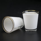 1.5oz Glass cup White Patch Gold Rim Sublimation Glasses Mug Customized Printing