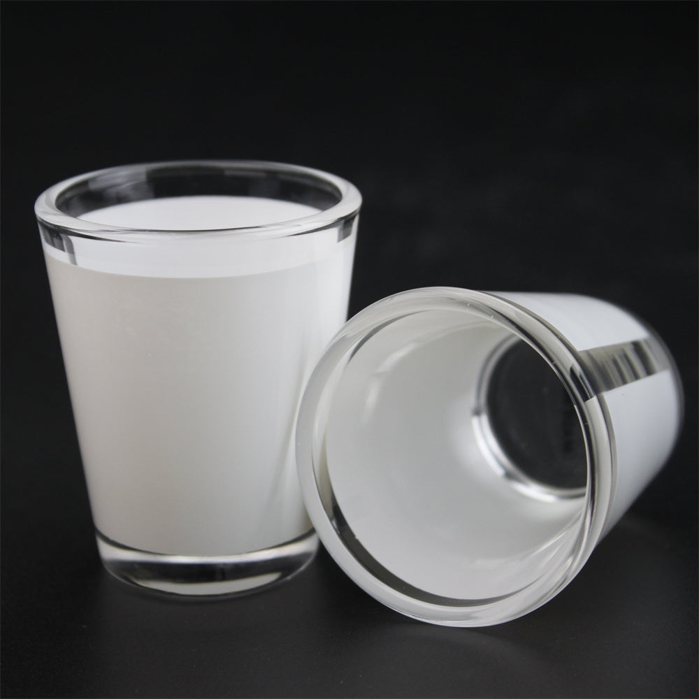 1.5oz White Patch Shot Glass Cup Sublimation Heat Transfer Mug