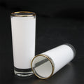 3oz Glass cup White Patch Gold Rim Sublimation Glasses Mug Customized Printing