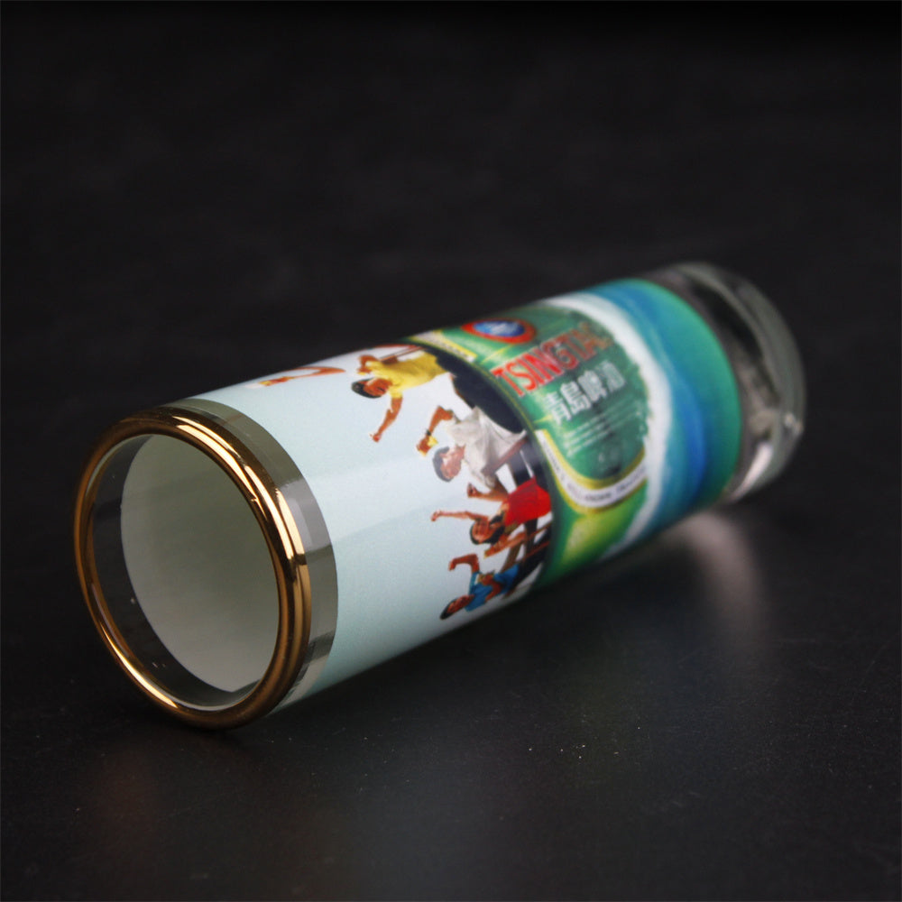 3oz Glass cup White Patch Gold Rim Sublimation Glasses Mug Customized Printing
