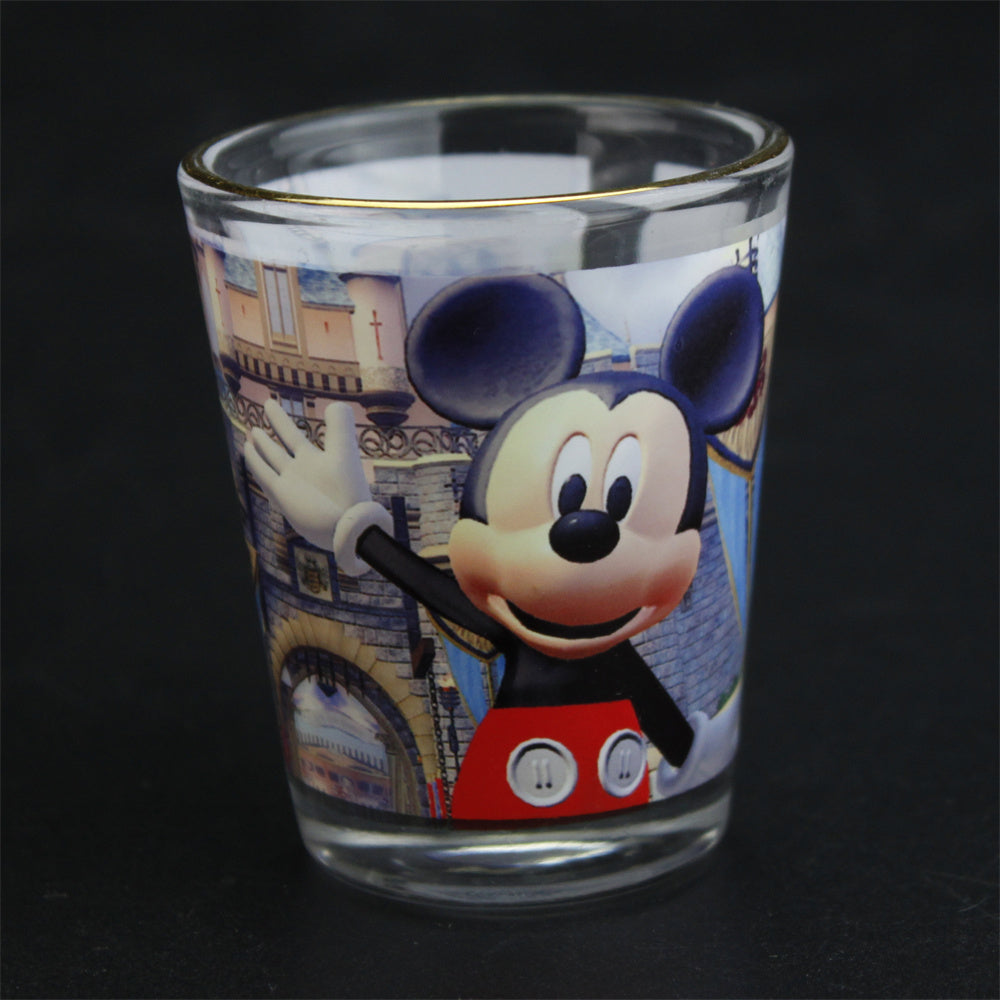 1.5oz Glass cup White Patch Gold Rim Sublimation Glasses Mug Customized Printing