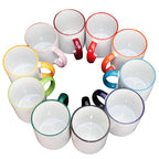 11oz Sublimation Blanks Ceramic Mugs with Logo Custom Drinking Cup with Rim Color