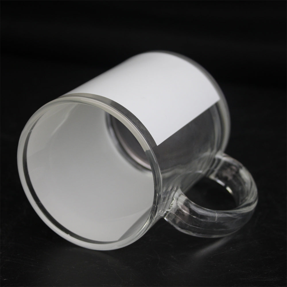 11oz White Patch Glass cup Sublimation Glasses Mug Customized Printing