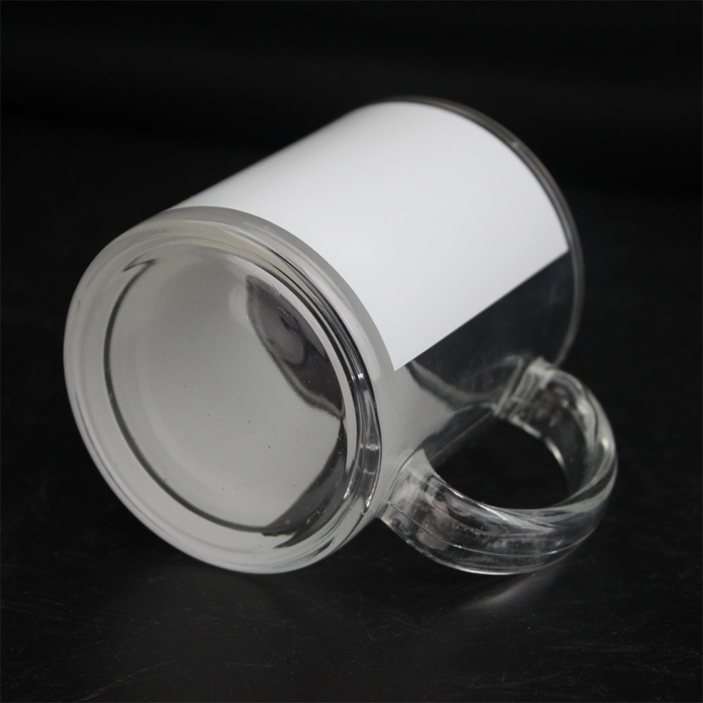 11oz White Patch Glass cup Sublimation Glasses Mug Customized Printing